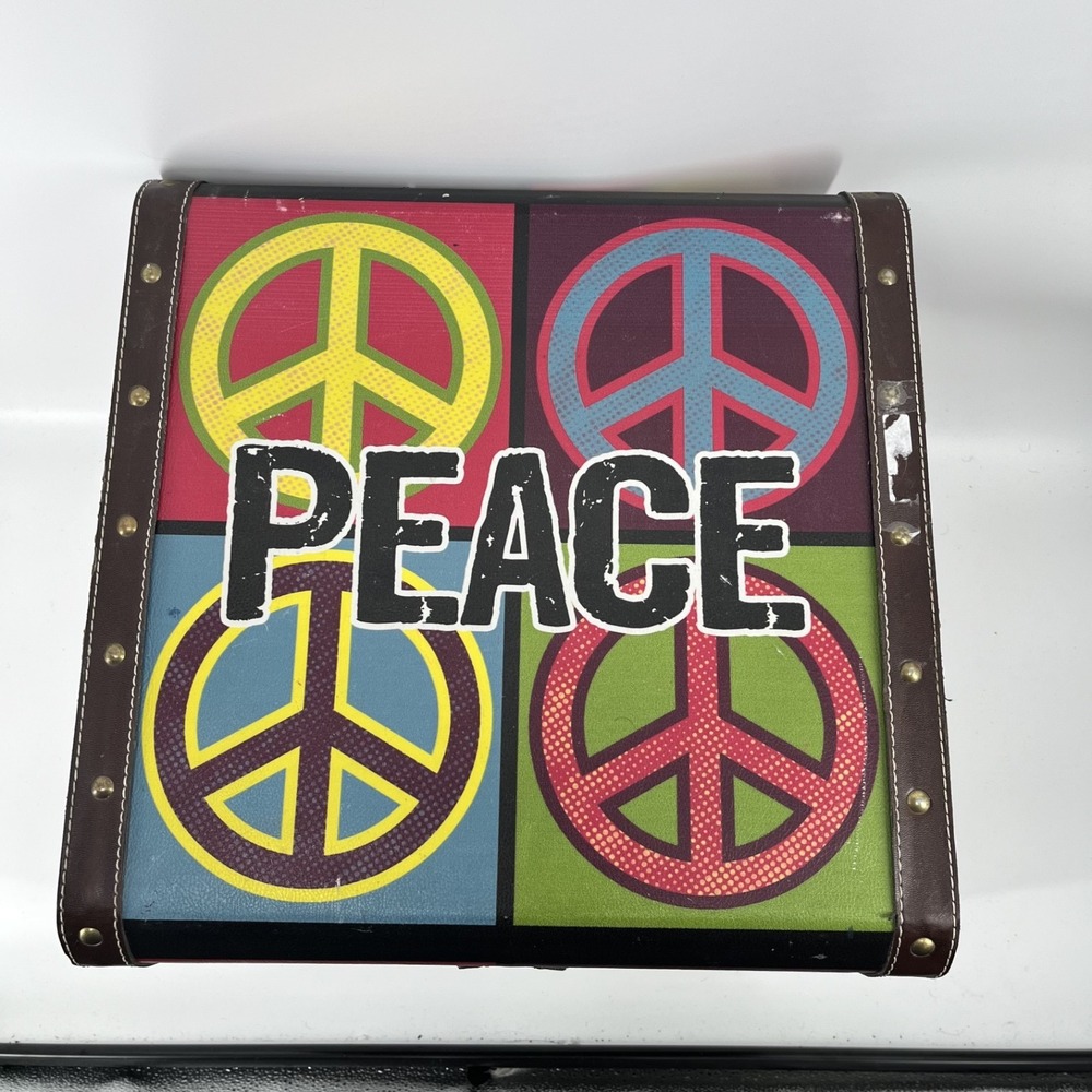 Vintage Peace Colorful Storage Box 16"x16"x16" - Picture 6 of 9